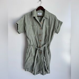 OAT Green Shortall Women Medium Button Down Natural‎ Fibers Prairie Cottagecore